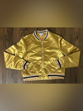 Next Era Gold Satin Bomber Jacket